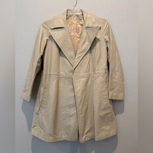Vintage Robert Meshekoff Cream Leather Coat Women’s Jacket 60s 70s Size S Boho